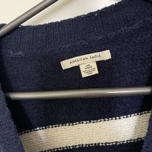 Navy Blue American Eagle Striped Sweatee